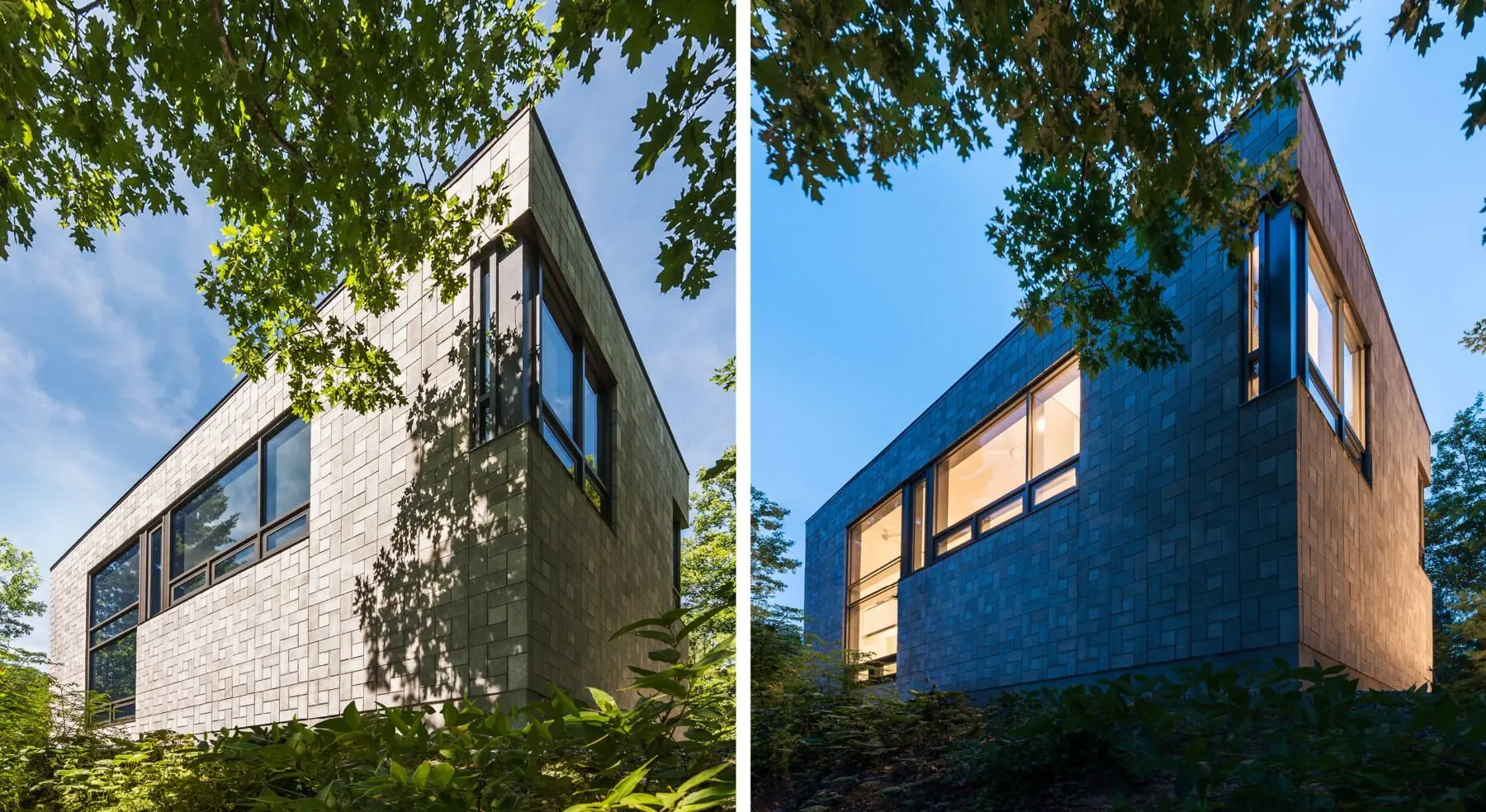 Exterior shot of Chelsea Hill House during daytime and nighttime