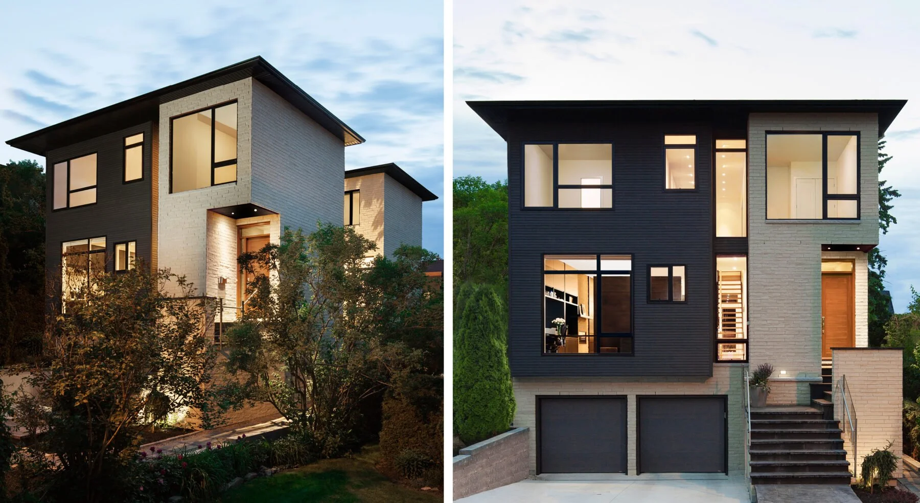 Split view of Westboro Home exterior front facade