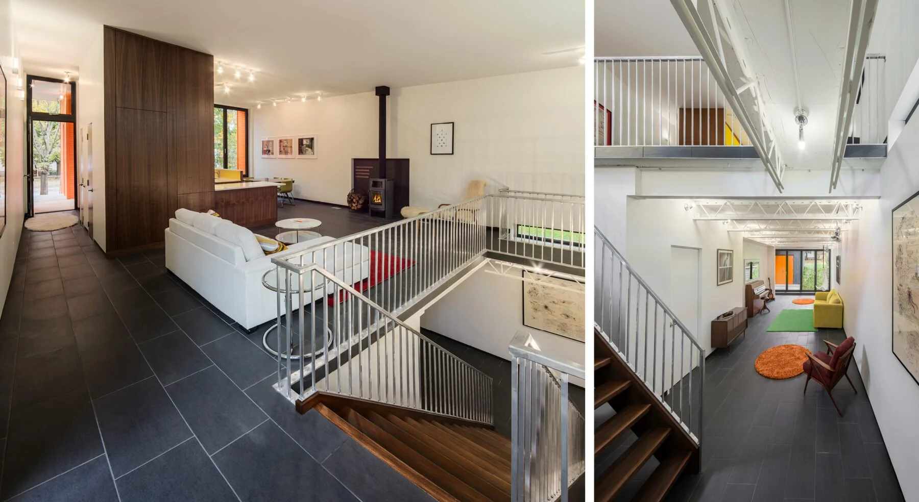Split view of Stacey-Turley side entry living area and basement
