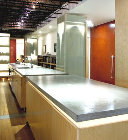 Angled photo of kitchen in Ottawa Loft