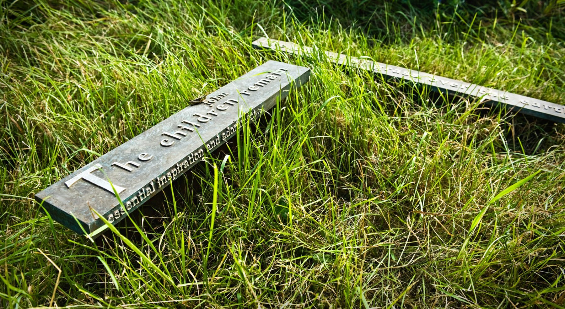 Angled close-up of Cemetery Markers