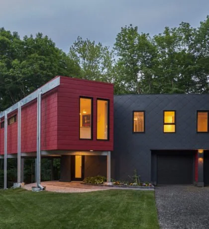 DASH Home project - wide view of modern home design front facade