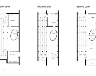 Design for a photographer's home and studio - diagrams of 3 floors