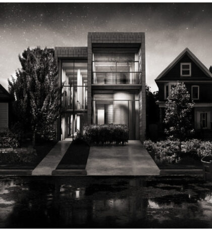 Design for a photographer's home and studio - rendering of exterior view