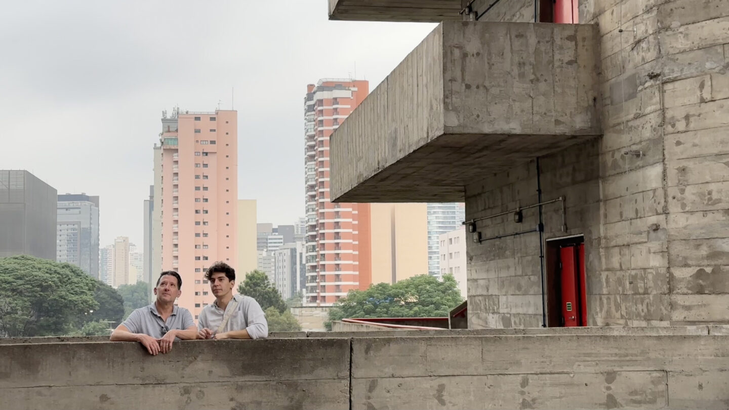 Architects Paul Kariouk and John Stelluto at SESC Pompéia in São Paulo, Brazil.