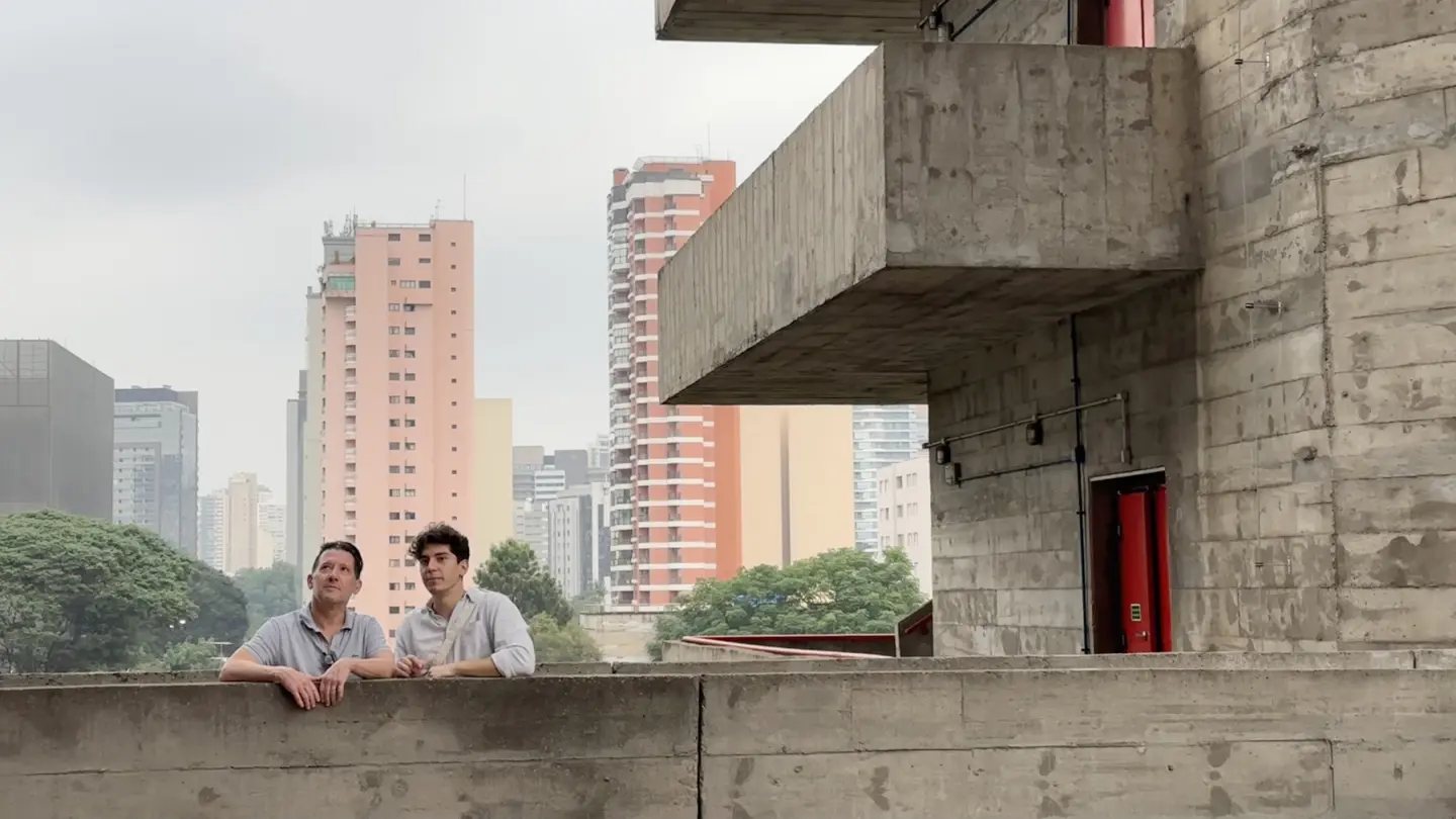 Architects Paul Kariouk and John Stelluto at SESC Pompéia in São Paulo, Brazil.